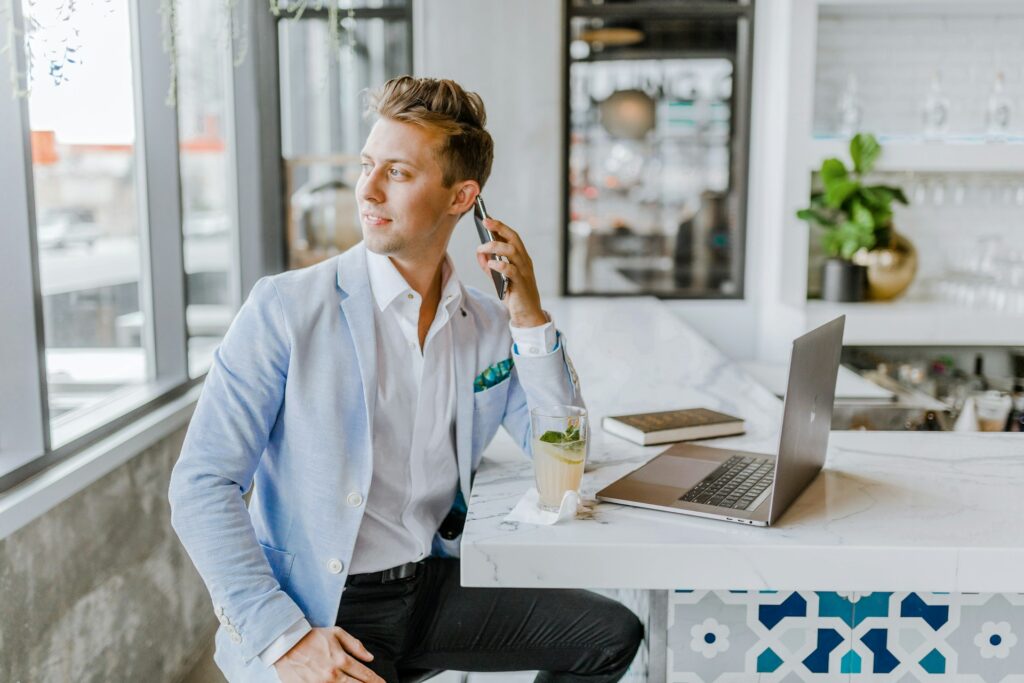 businessman looking out the window